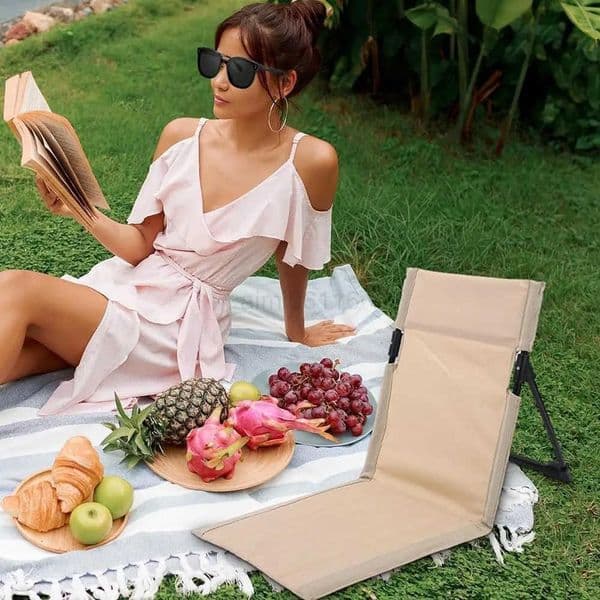 Outdoor Foldable Camping Chair Garden Park Single Lazy Reclining Chair Backrest Cushion Picnic Camping Folding Back Beach Chairz260518