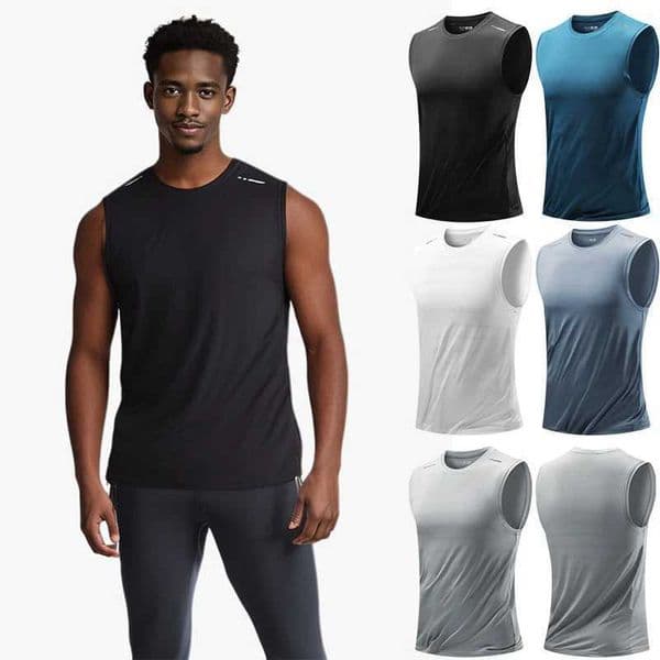 Summer Running Vest Breathable Slveless Top Stretch Vest Mens Reflective Jogging T-Shirt Gym Vests Men Quick Drying Z260518