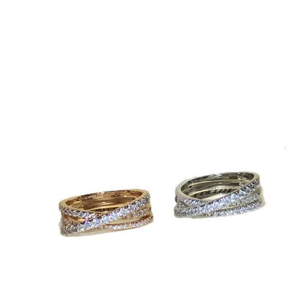 2026 New Kajia Women's Cross With Design, 18K Rose Gold Plated, Versatile Style, Diamond-Studded Starry X-Shaped Ring Designer