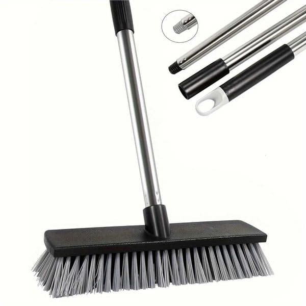 Large Hard Bristle Broom Wooden Floor Washer Adjustable Multi-Section Long Handle Concrete Push Broom Outdoor Garage Broom L260516