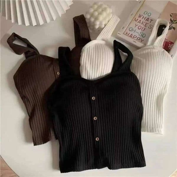 2026 Women's Y2K Cropped Tops with Bra Pads Summer Corset Korean Suspenders Vest Sexy Camisole Slim New
