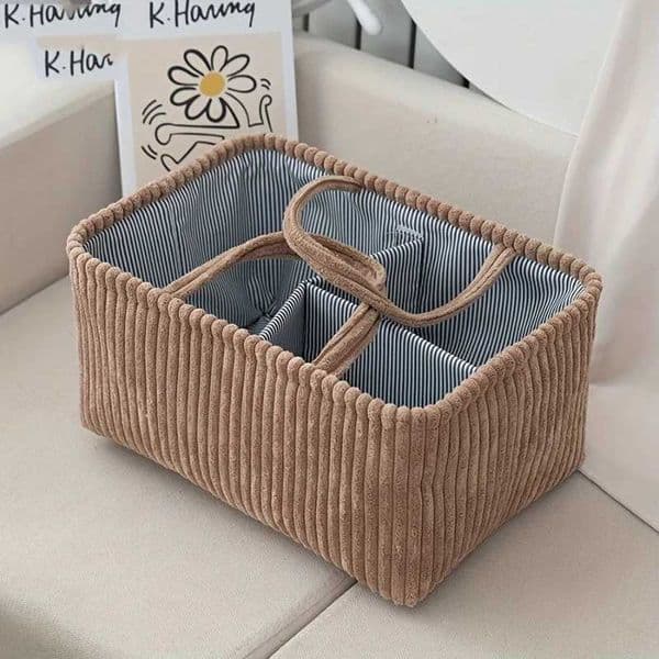 1pc Multi-functional Storage Basket with Compartments Large Capacity Portable Handle for Clothes Toys and Home Organization C260518