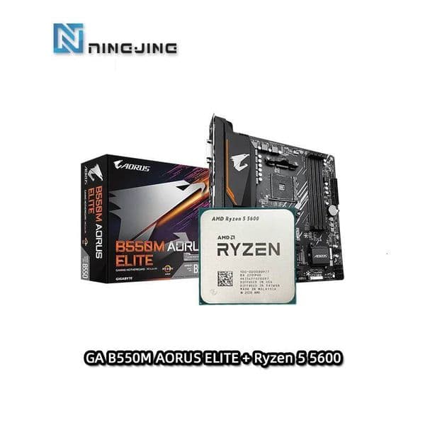 AMD R5 5600 Ryzen 5 5600 CPU GIGABYTE GA B550M AORUS ELITE mATX AMD B550 Motherboard New Suit Combo Bundle DDR4 Socket AM4