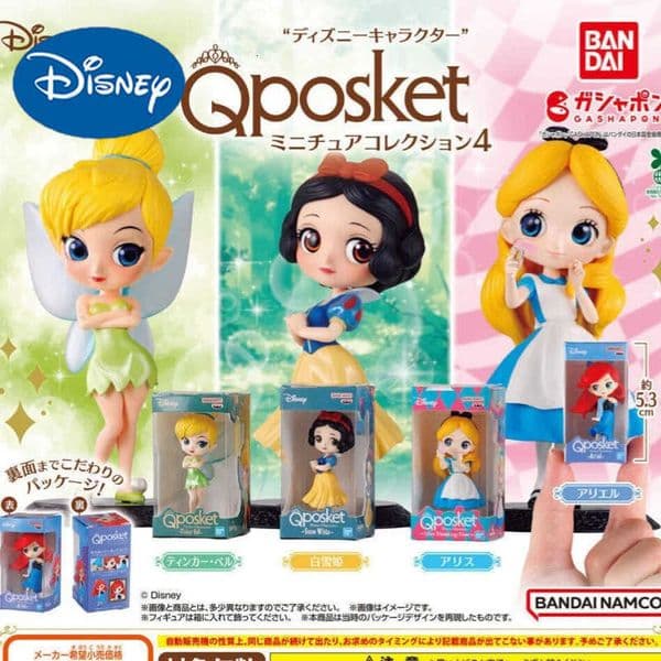 Bandai Qposket Snow White Alice The Little Mermaid Character Mini Collectible Figure Pvc Model Desktop Decoration For Collection L260518MHB0