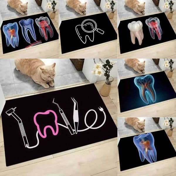 Unique Dental Care Themed Doormat Washable Non Slip Floor Mat for Hallway Living Room Bedroom Entryway Decor Welcome Rug L260516