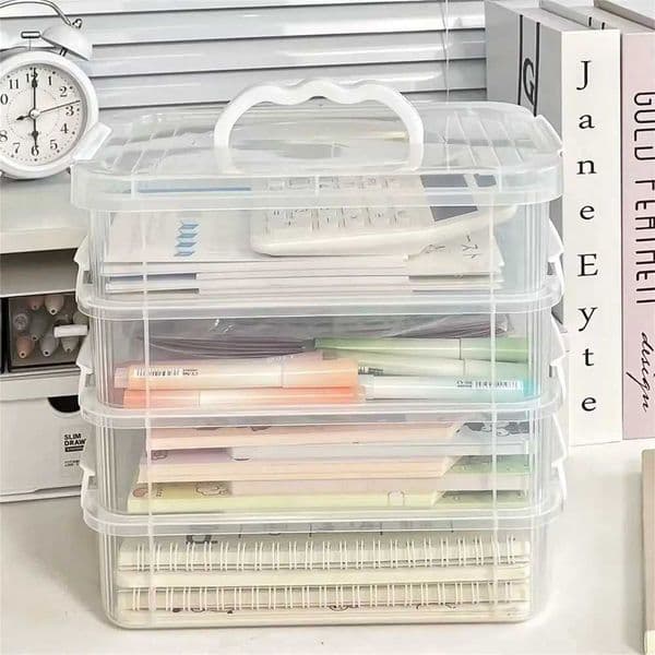 Paintbrush Multi Layer Pencil Case Transparent Stackable Storage Box Detachable Portable Container School C260518