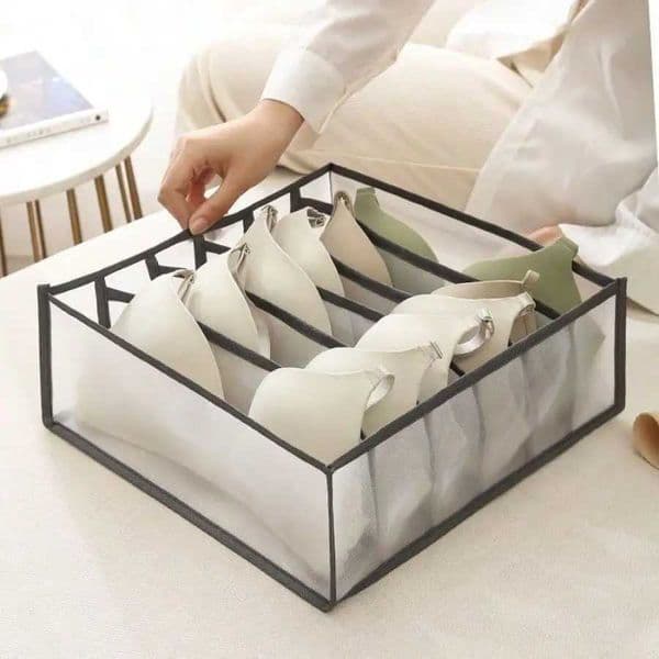 Space-Saving Underwear Storage Box Divided Grid Organizer for Bras Socks Panties Foldable Stackable Closet Bins for Women C260518