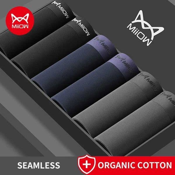 MiiOW 4Pcs Cotton Mens Panties Set Breathable Mesh Mens Underpants Graphene Antibacterial Underwear for Men Boxer Briefs L-5XL C260518