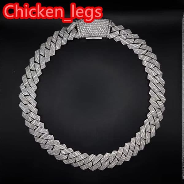 20mm 4 Rows Clasp Moissanite Diamond Cuban Chain 925 Sterling Silver Iced Out Pendant Necklace VVS Moissanite Cuban Link Chain