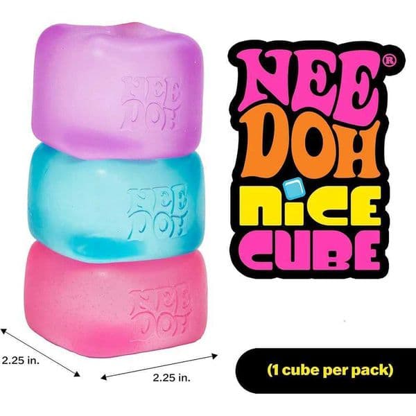 Schylling NeeDoh Nice Squeeze Toy with Super Solid Squish Stress Relief Anxiety Sensory Tool - 225 Cube C260325 C260327J260521