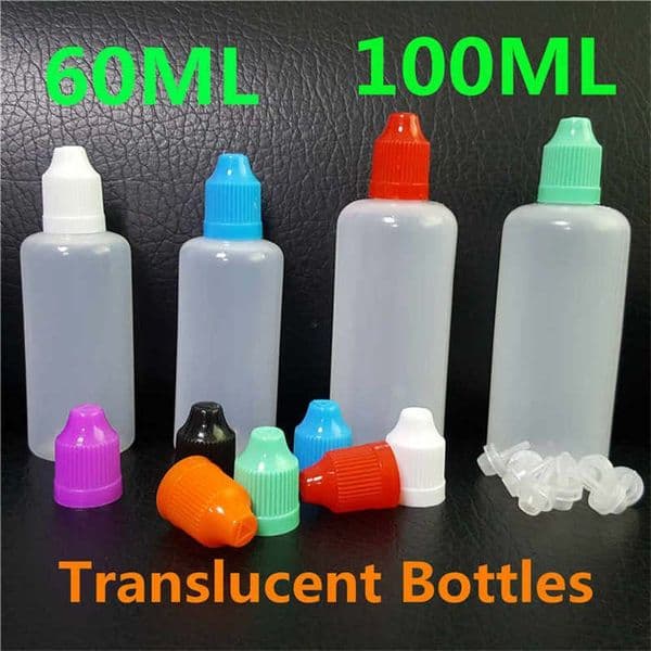 60ml 100ml LDPE Plastic Vapor Bottles Soft Dropper 60 100 ml Needle Tips PE Translucent With Colorful Child Proof Essential Oils Juices Liquid Packaging Tax Duty Free