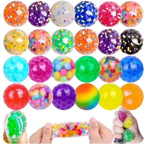 12Pcs 35cm Children Grape Ball Vent Pressure Reducing Pinch Music Crystal Bead Ball Pressure Reducing Toy Childrens Gift Toy M260518