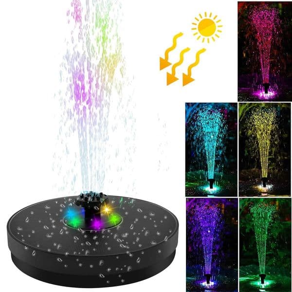 Color LED Solar Fountain Pump Bird Bath Pool Pond Garden Outdoor With 7 Nozzles 3W Solar Waterfall Water Powered Fountain L260518