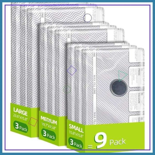 Travel Vacuum Storage Bags, 9 Pack Carry-On Size Luggage, Space Saver for Clothes - 80% Less Volume (No Pump) 26W0518