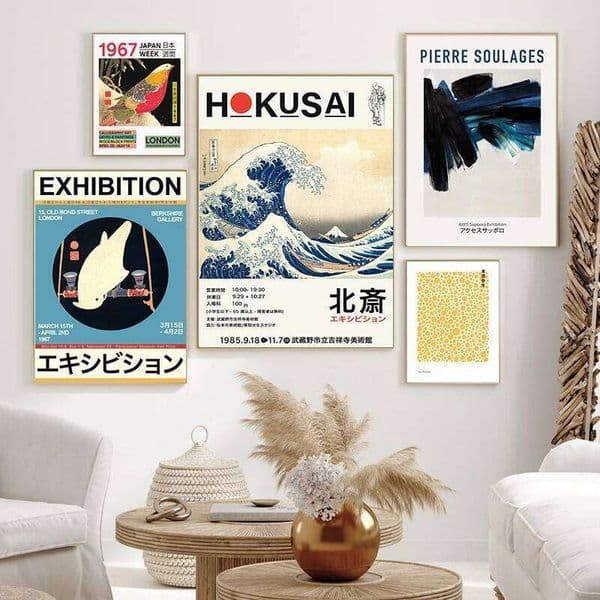 Japanese Canvas Print Yayoi Kusama, Katsushika Hokusai Unique Exhibition Poster Travel Japan Painting Wall Pictures Home Decor 26W0518