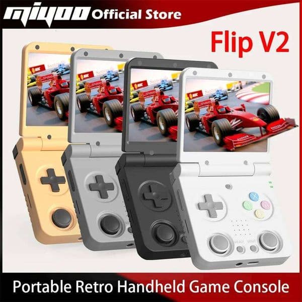 MIYOO Flip V2 Retro Handheld Console With Metal Hinge 3.5''I Screen Compact Portable Game Machine Dual analog sticks Gift 26L0518