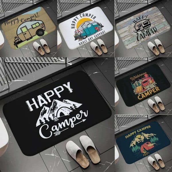 Joyful Camping Car Design Door Mat Cartoon Style NonSlip Entrance Rug for Living Room Bedroom Nursery Garden Balcony Sunroom J260518