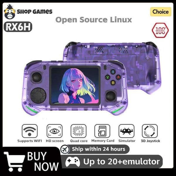 RX6H Retro Handheld Game Console Linux System 3.5 Inch I Screen Portable Pocket Video Player 64GB 128GB Games Kid Gift 26L0518