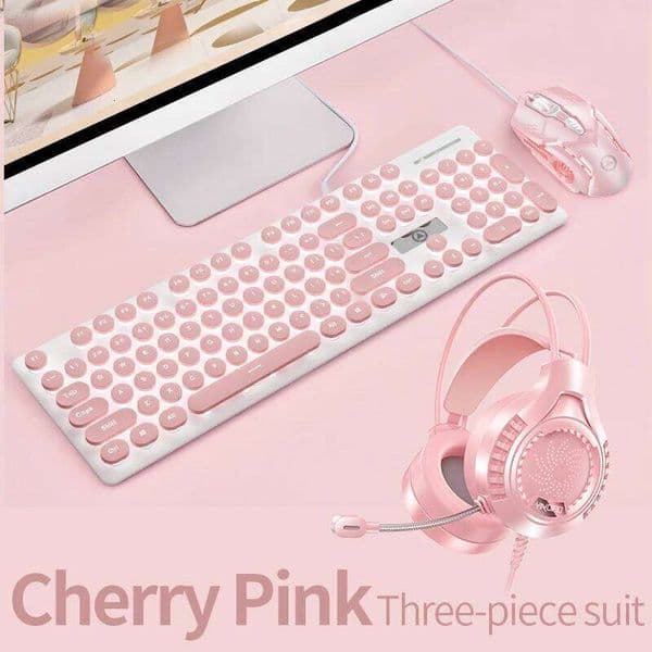 Three-piece Punk Gaming Keyboard and Mouse Earphone Set Luminous Keyboards 3200 DPI Mice Headset Combos Computer Accessories 26Y0518