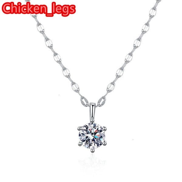 Classic Six-claw Moissanite Jewelry Luxury 925 Sterling Silver Platinum-plated Diamond Pendant Necklace for Women