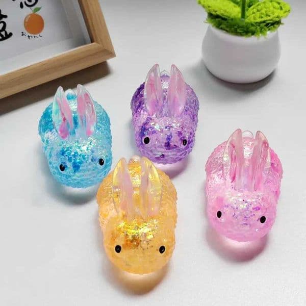 TPR Slow Rebound Sequined Rabbit Squeeze Toy Elastic Maltose Fidget Toy for Stress Relief Z2605251