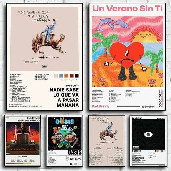 Pop Rapper Music Album Cover Bad Bunny Neues Poster Aesthetic Hip Hop Rock Un Verano Sin Ti Band Canva Print Wall Art Room Decor 26W0518