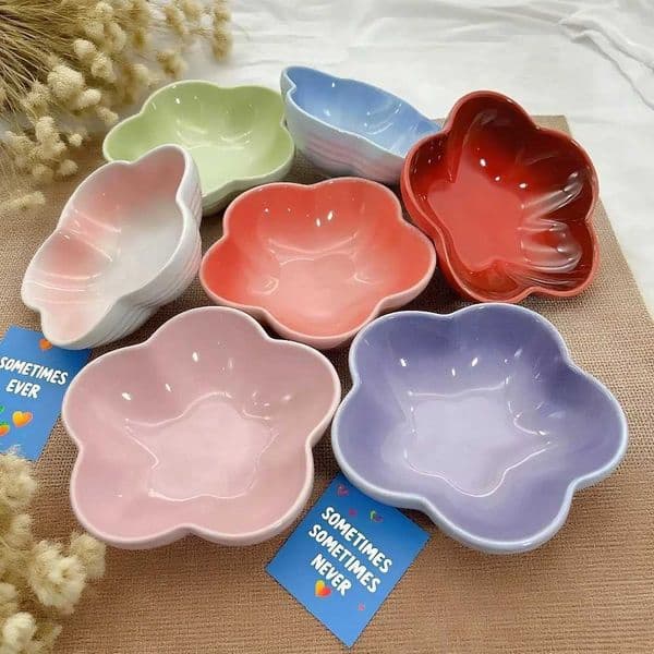 5 Elevated Flower Design Ceramic Cat Bowl Pet Food Dish Small Dish Dip Dish Deep Feeders for Home Kitchen Supplies Gift Z260518