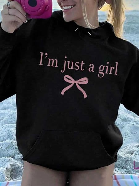 IM Just A Girl Simple Printing Women Hoody Harajuku Loose Clothes Warm Comfortable Hoodie Vintage Autumn Crewneck Top L260507