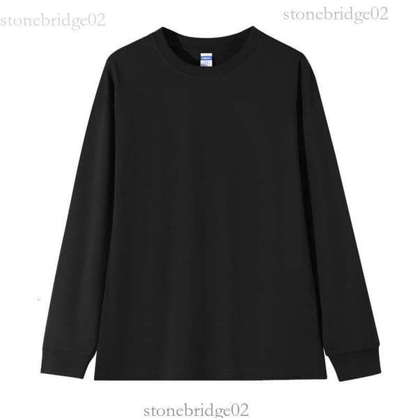 Spring and Autumn 260g Heavyweight Pure Cotton Long Sleeve T-Shirt Ribbed Top Autumn Clothes Unisex Loose Base Shirt Solid Color Sweatshirt 33f