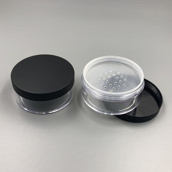 wholesale Clear 50g 50ml Plastic Powder Puff Container Case Makeup Cosmetic Jars Face Powder Blusher Storage Box With Sifter Lids