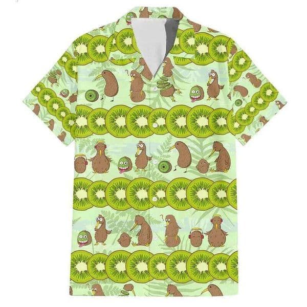 2024 Hawaiian Shirts Cartoon Kiwi Kid Oversized Shirt Fashion Printed Short-sleeved Beach Top Tee Men's Clothing Camisa 26Y0518