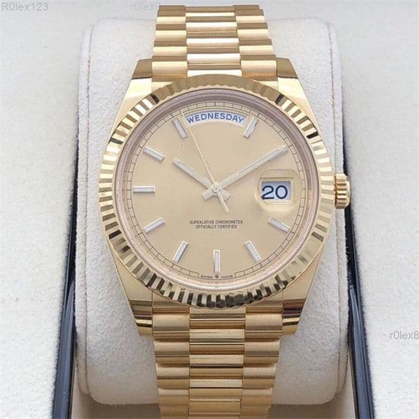 With Box Papers high-quality Watch 40mm 18k Yellow Gold Movement Automatic Mens Day-Date 228235 228238 228239 Bracelet ewf Clean Mens Watches 6942