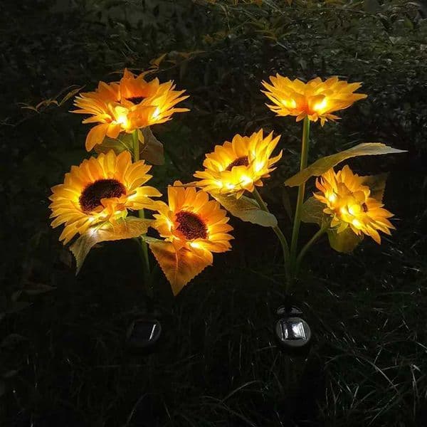 LED Solar Sunflowers Rose Flower Light Home Decorative Flower Lights Garden Decoration Lawn Lamp Waterproof Landscape Rose Light L260518