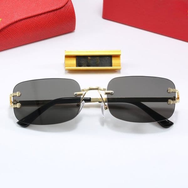 Designer Unisex Rimless Square Sunglasses Gold Alloy Frame Polarized UV400 Protection Fashion Shades for Men Women Multi Colors Vintage Travel Fishing