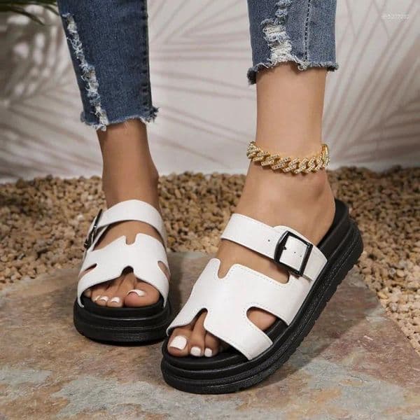 Sandals 2026 Spot Large Size 43 Summer Thick Sole Casual Roman Women's Cross Border Round Head Buckle Shoes Platform