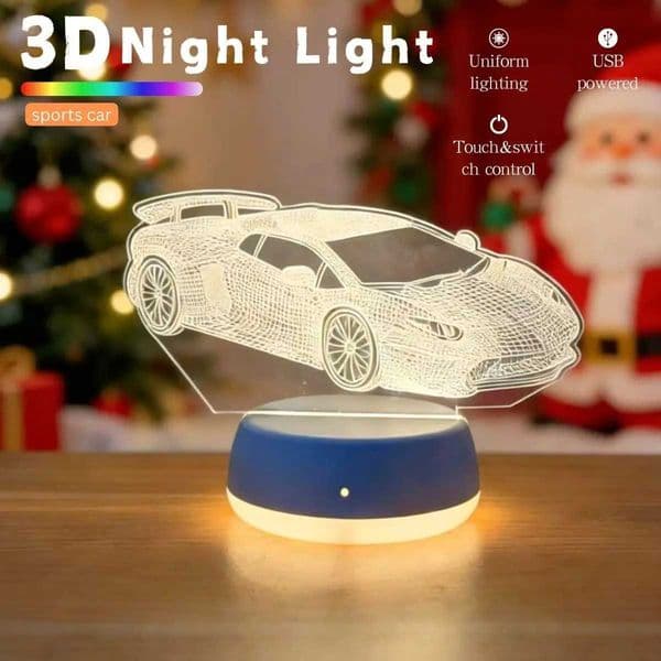 3D sports car night light LED phantom atmosphere decoration light USB desk lamp bedroom bedside lamp holiday gift L260518BKYG