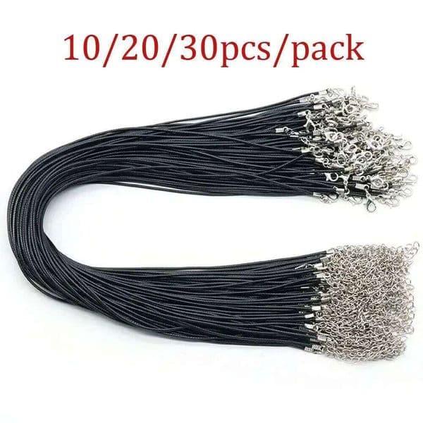10/20/30pcs/Set 50cm Waxed Wire Necklace Rope Lobster Clasp Black Leather Pendant Lanyard Diy Jewelry Accessories