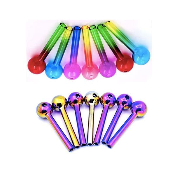 Wholesale Colorful Glass Oil Burner Pipe Mini Spoon Hand Tube 4inch Lenght Ball Dia 30mm Colored Transparent Accessories For smoking