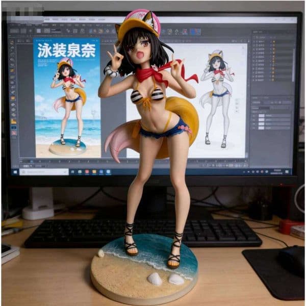 Blue Archive anime Cartoon Cute and Beautiful Girl Handmade Swimwear Quannai Standing Pose Tidy Play Model Decoration Factory 26L0519