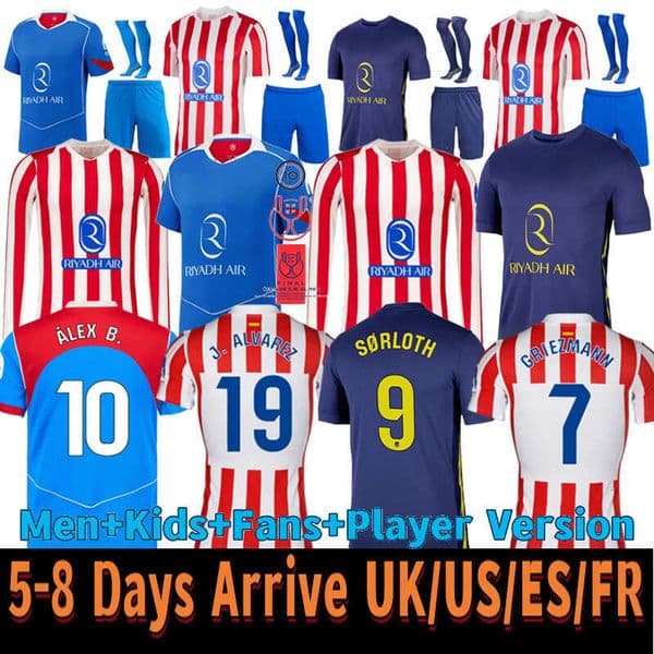 25 26 27 Atleticos de madrid 19 J ALVAREZ GRIEZMANN Soccer Jerseys ALEX B Sorloth ALMADA GALLAGHER KOKE SAUL camiseta football shirt men kids kit