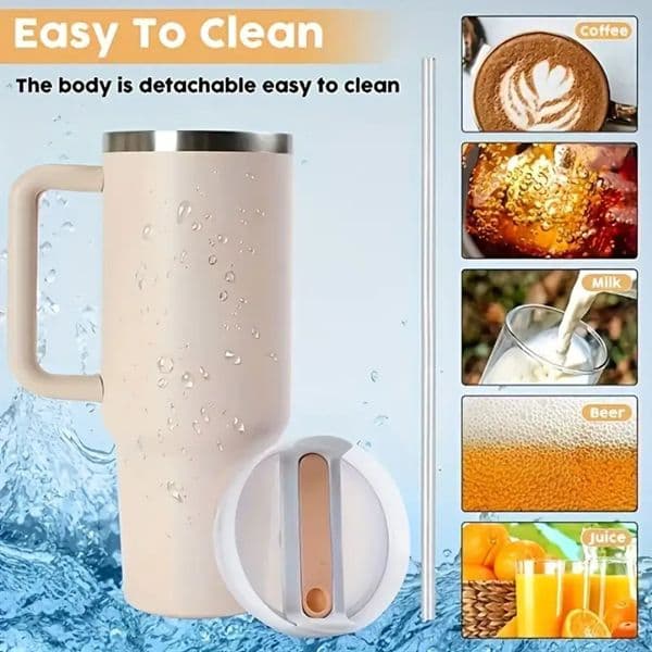 Luxury Designer Decor 1Pc H2.0 40Oz Stainless Steel Tumblers Cups With Silicone Handle room Lid And Straw 2Nd Generation Car Mugs Vacuum Ins 021
