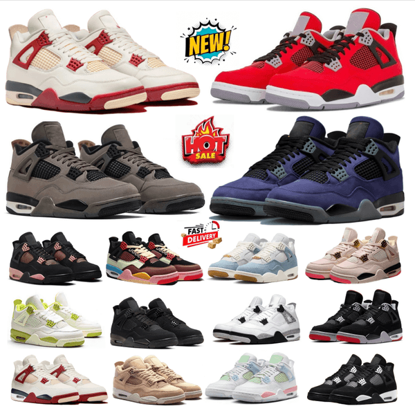 4 4s mens basketball shoes Imperial Purple Cave Stone Pizza White Cement Bred Reimagined by Brick Cave Stone Lighing Thunder women trainers sports sneakers with box