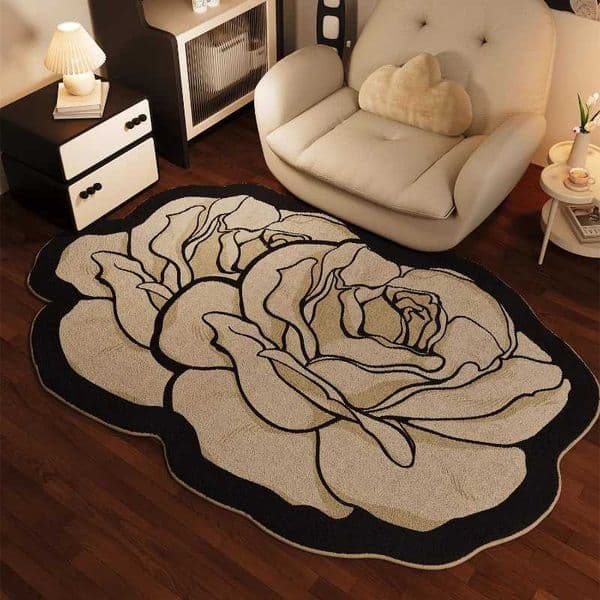 Retro Light Luxury Carpets for Living Room French Flowers Bedroom Decor Carpet Fluffy Soft Irregular Rug Home Thicken Plush MatJ260519