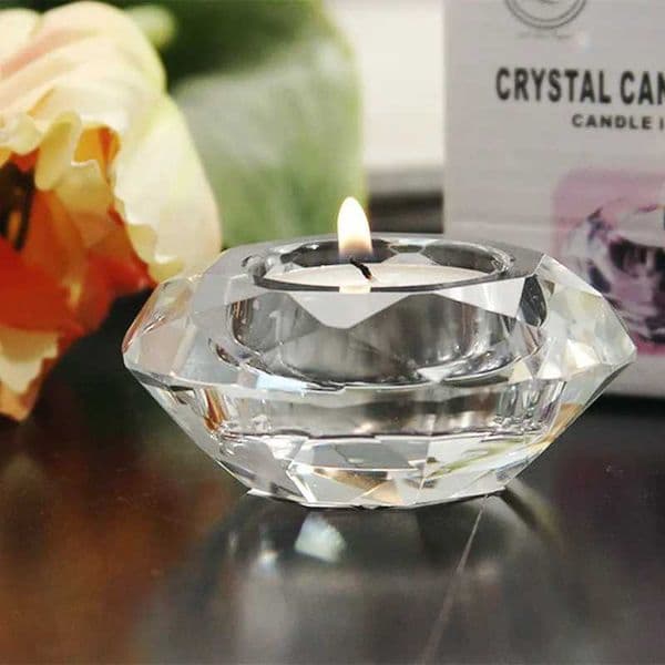 Clear Crystal Glass Candlestick Diamond-shaped Candle Holder For Candlelight Decoration Home Decoration L260519