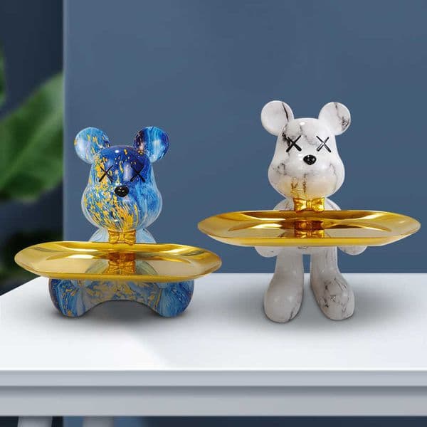 Resin Craft Bear Tray Entryway Home Decor Trendy Creative Living Room Ornament Handmade L2605196AA9
