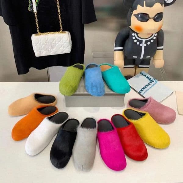 Designer Fussbett Sabot Calfskin Fur Furry Claquette Slides Slide Long Calf Hair Leather Slipper Men Women Black White Orange Blue Green Red Khaki Sli P1es#