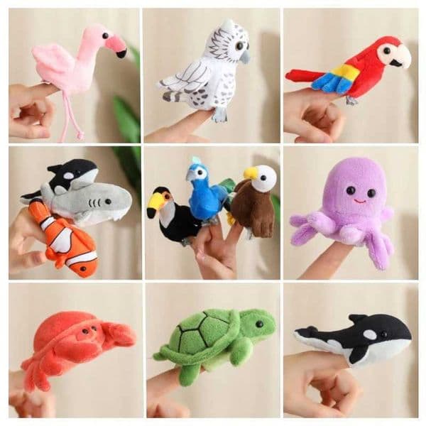 Animals Plush Finger Puppet Marine Animals Birds Small Plushie Flamingo Toucan Peacock Bald Eagle Interactive Prop Tell Story L2605192KBD