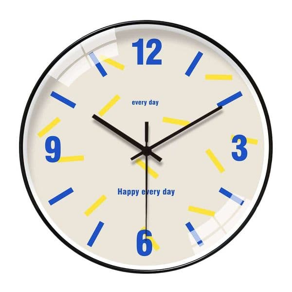 Inspirational "Happy Every Day" Clock Silent Wall Watch Modern Color Block Art Home Decor Creative Gift For Family W260519
