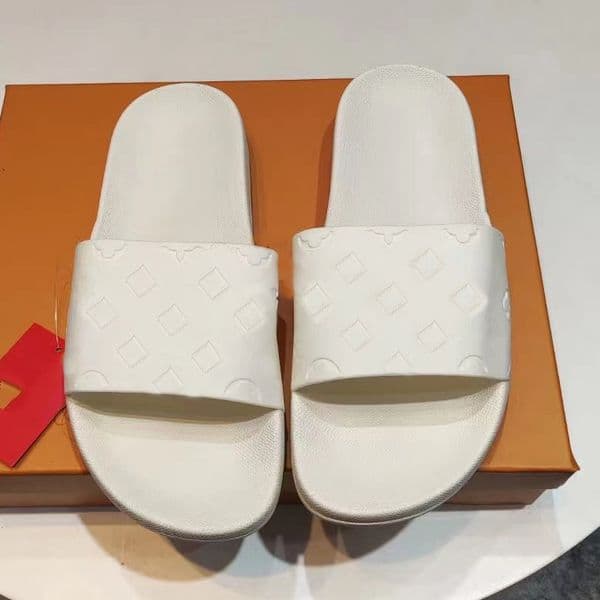 Denim Designer lvs Slippers Pool Pillow Slides Summer Cotton Fabric Leather Casual Shoes Man Black Scuff Flat Sandals Mules Sunset Padded Women Fashion