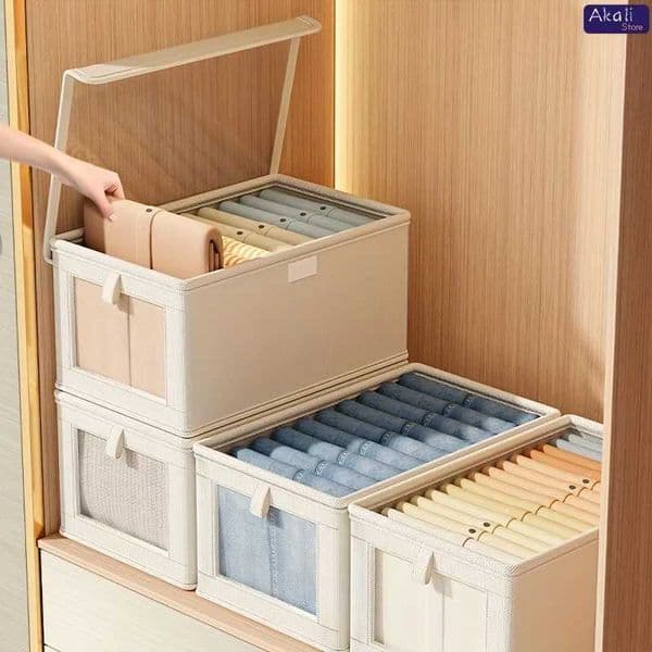 Large Canvas Storage Box with Clear Window Thickened Foldable Clothes Organizer with Lid Home Dustproof Storage Box C260518
